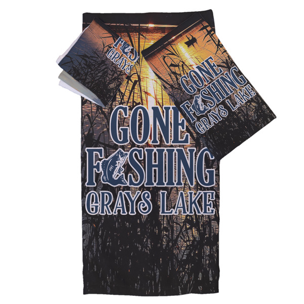 Custom Gone Fishing Bath Towel Set - 3 Pcs (Personalized)