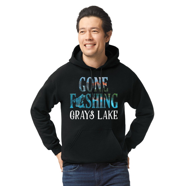 Custom Gone Fishing Hoodie - Black - Medium (Personalized)