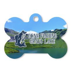 Gone Fishing Bone Shaped Dog ID Tag - Large (Personalized)