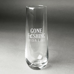 Gone Fishing Champagne Flute - Stemless Engraved - Single (Personalized)