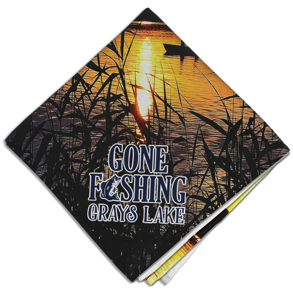 Custom Gone Fishing Cloth Dinner Napkin - Single w/ Photo