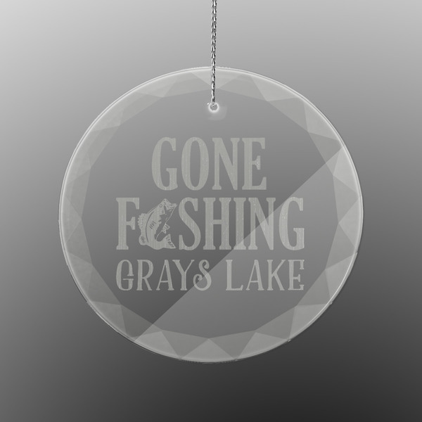 Custom Gone Fishing Engraved Glass Ornament - Round (Personalized)