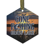 Gone Fishing Flat Glass Ornament - Hexagon w/ Photo