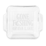 Gone Fishing Glass Cake Dish with Truefit Lid - 8in x 8in (Personalized)