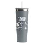 Gone Fishing RTIC Everyday Tumbler with Straw - 28oz - Grey - Double-Sided (Personalized)