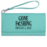 Gone Fishing Ladies Leatherette Wallet - Laser Engraved- Teal (Personalized)