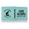 Gone Fishing Leather Binder - 1" - Teal - Back Spine Front View