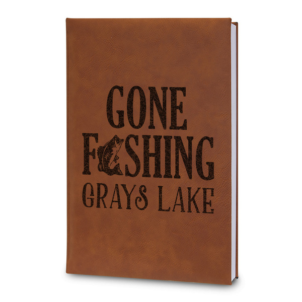 Custom Gone Fishing Leatherette Journal - Large - Double Sided (Personalized)