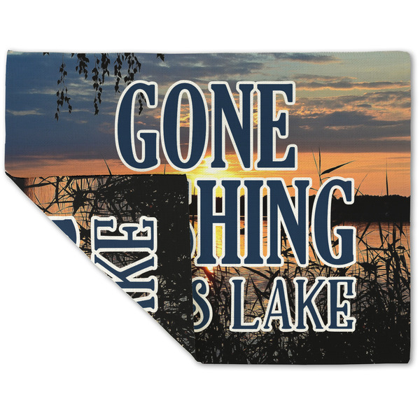 Custom Gone Fishing Double-Sided Linen Placemat - Single w/ Name or Text