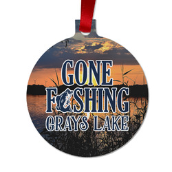 Gone Fishing Metal Ball Ornament - Double Sided w/ Photo