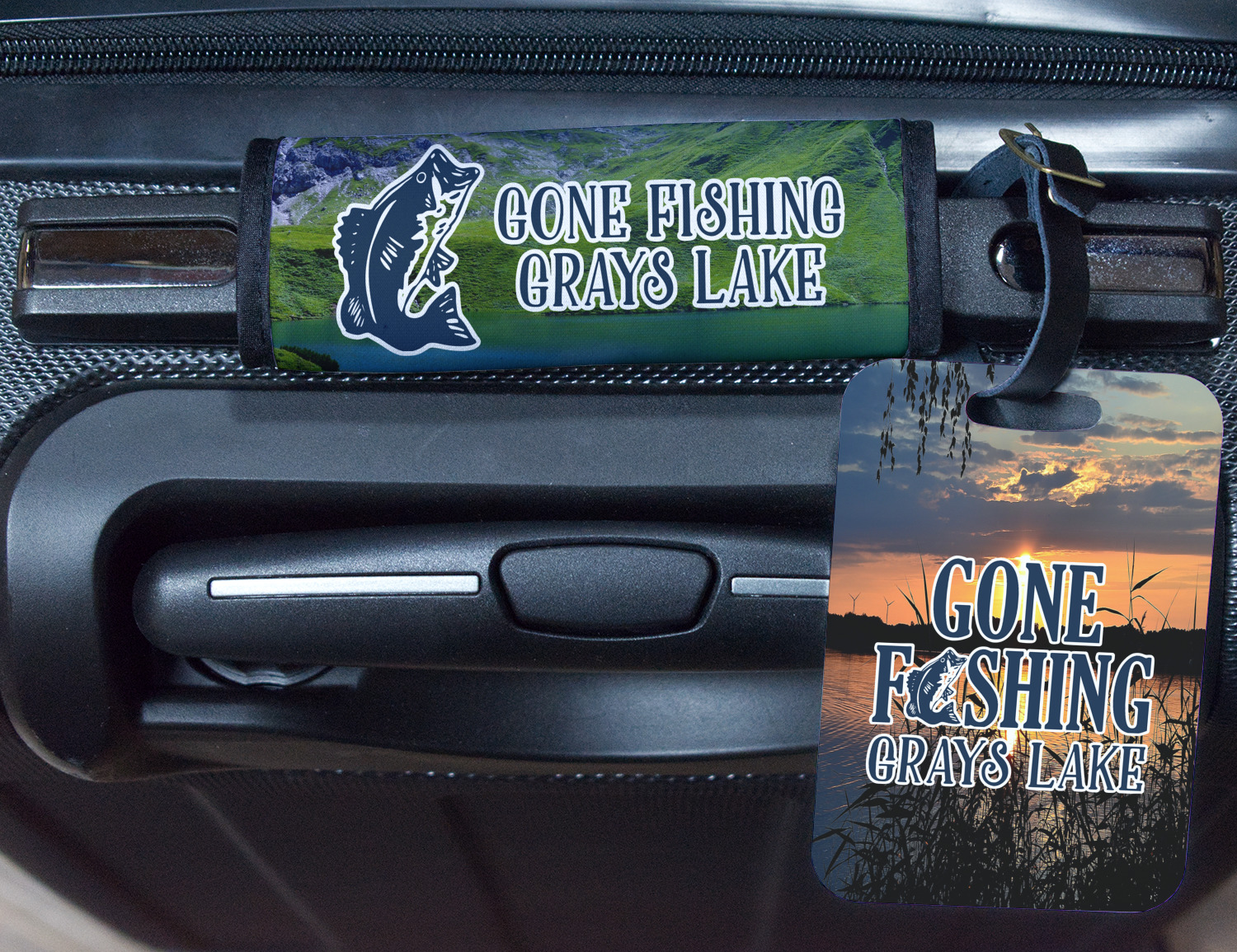 Gone Fishing Design Custom Metal Luggage Tag