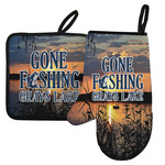 Gone Fishing Left Oven Mitt & Pot Holder Set w/ Photo