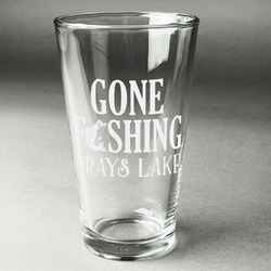 Gone Fishing Pint Glass - Engraved (Single) (Personalized)