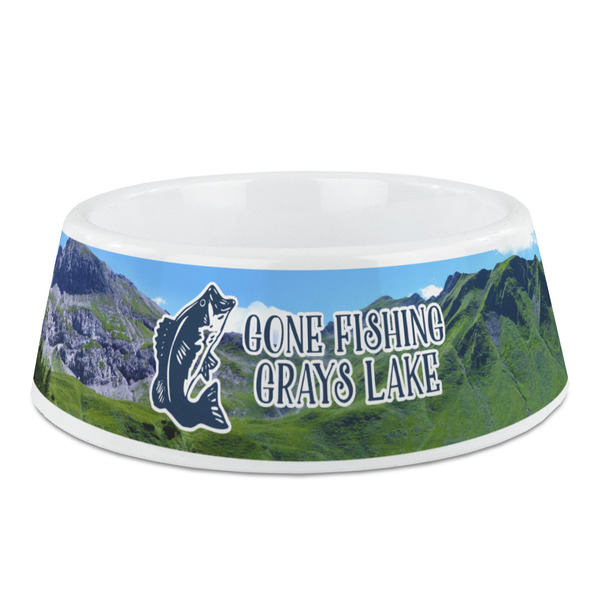 Custom Gone Fishing Plastic Dog Bowl - Medium (Personalized)