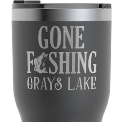 Gone Fishing RTIC Tumbler - Black - Engraved Front & Back (Personalized)
