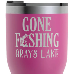Gone Fishing RTIC Tumbler - Magenta - Laser Engraved - Double-Sided (Personalized)