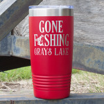 Gone Fishing 20 oz Stainless Steel Tumbler - Red - Double Sided (Personalized)