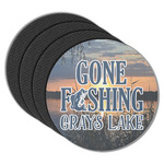 Gone Fishing Round Rubber Backed Coasters - Set of 4 (Personalized)