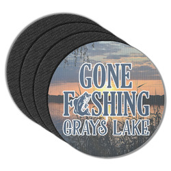 Gone Fishing Round Rubber Backed Coasters - Set of 4 (Personalized)