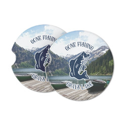 Gone Fishing Sandstone Car Coasters - Set of 2 (Personalized)