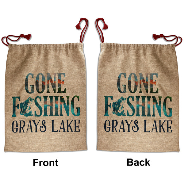 Custom Gone Fishing Santa Sack - Front & Back (Personalized)