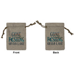 Gone Fishing Small Burlap Gift Bag - Front & Back (Personalized)