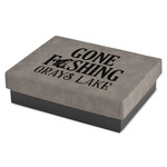 Gone Fishing Small Gift Box w/ Engraved Leather Lid (Personalized)