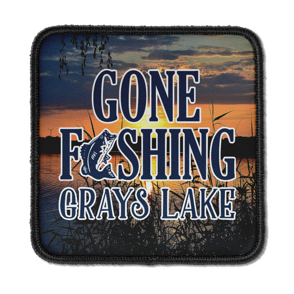 Custom Gone Fishing Iron On Square Patch w/ Photo