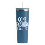 Gone Fishing RTIC Everyday Tumbler with Straw - 28oz - Steel Blue - Double-Sided (Personalized)