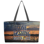 Gone Fishing Beach Totes Bag - w/ Black Handles (Personalized)