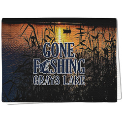 Gone Fishing Kitchen Towel - Waffle Weave - Full Color Print (Personalized)