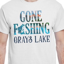 Gone Fishing T-Shirt - White - Large (Personalized)