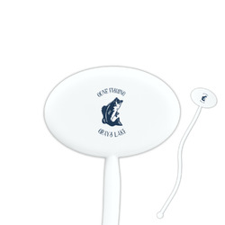 Gone Fishing 7" Oval Plastic Stir Sticks - White - Single Sided (Personalized)
