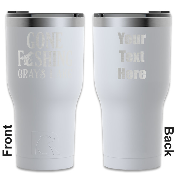 Custom Gone Fishing RTIC Tumbler - White - Engraved Front & Back (Personalized)