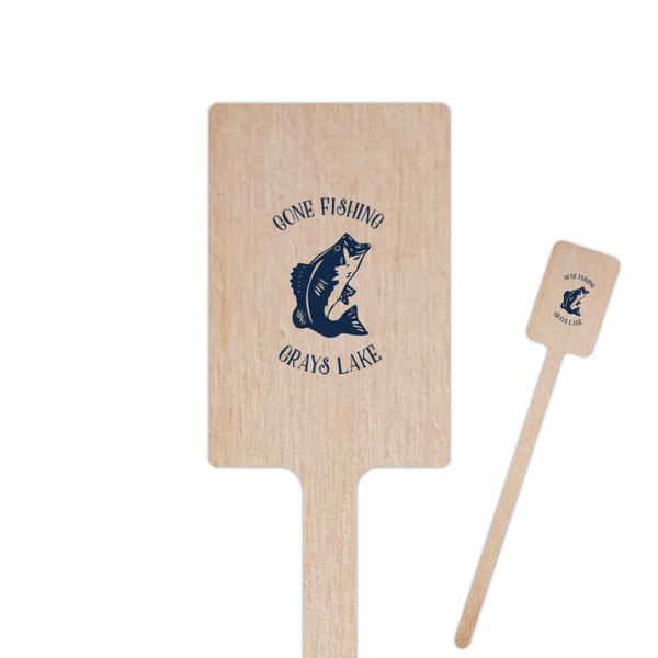 Custom Gone Fishing 6.25" Rectangle Wooden Stir Sticks - Single Sided (Personalized)