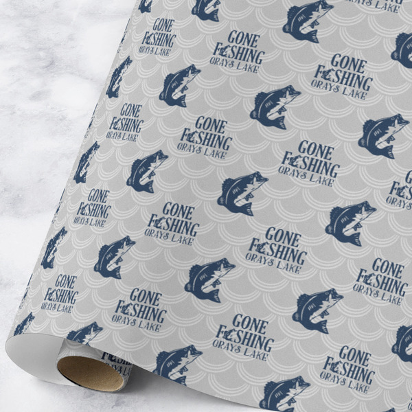 Custom Gone Fishing Wrapping Paper Roll - Large - Matte (Personalized)