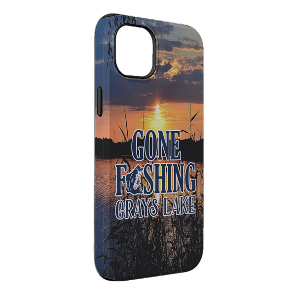 Custom Gone Fishing iPhone Case - Rubber Lined - iPhone 14 Plus (Personalized)