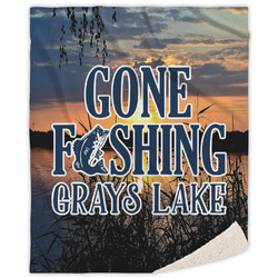 Gone Fishing Sherpa Throw Blanket (Personalized)