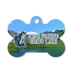 Gone Fishing Bone Shaped Dog ID Tag - Small (Personalized)