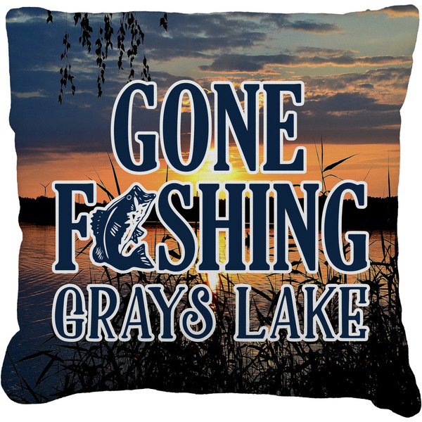 Custom Gone Fishing Faux-Linen Throw Pillow 20" (Personalized)