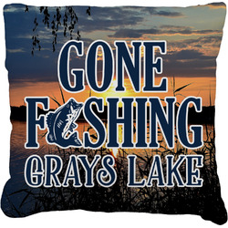 Gone Fishing Faux-Linen Throw Pillow 26" (Personalized)