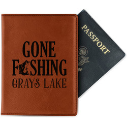 Gone Fishing Passport Holder - Faux Leather - Double Sided (Personalized)