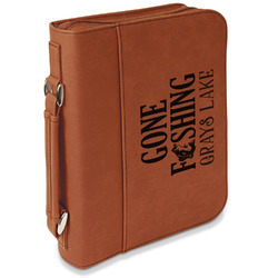 Gone Fishing Leatherette Book / Bible Cover with Handle & Zipper (Personalized)
