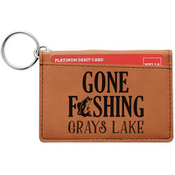 Gone Fishing Leatherette Keychain ID Holder - Double Sided (Personalized)