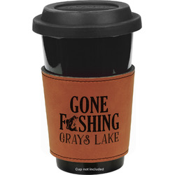 Gone Fishing Leatherette Cup Sleeve - Single Sided (Personalized)