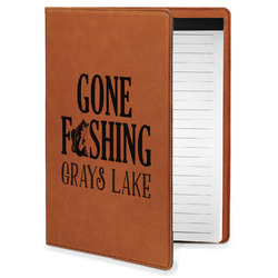 Gone Fishing Leatherette Portfolio with Notepad - Small - Double Sided (Personalized)