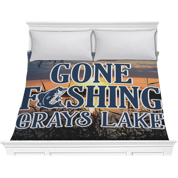 Custom Gone Fishing Comforter - King (Personalized)