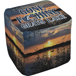 Gone Fishing Cube Pouf Ottoman - 13" (Personalized)