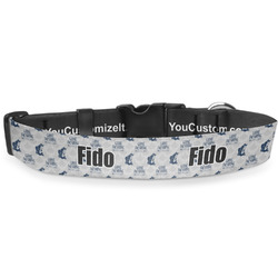 Gone Fishing Deluxe Dog Collar - Small (8.5" to 12.5") (Personalized)