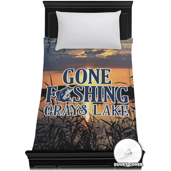 Custom Gone Fishing Duvet Cover - Twin XL (Personalized)